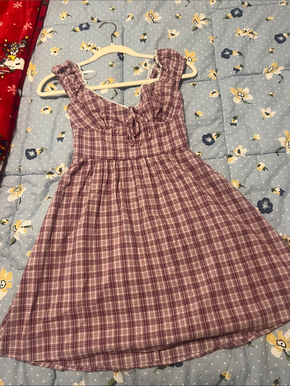 Lavender Plaid Ruffle-Strap Sundress